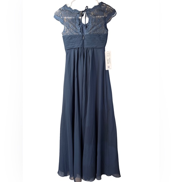 New Azazie Veda Dark Navy Blue Junior Bridesmaid Formal Girl Dress NWT - Picture 3 of 7
